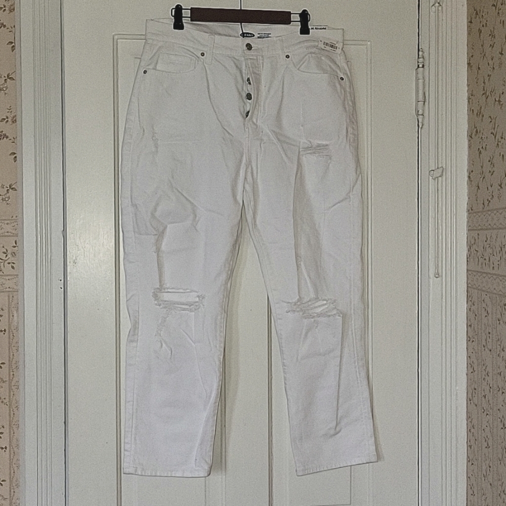 Sz14 SkyHi Straight white jeans with button fly